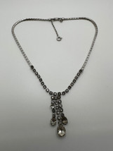 Antique Princess Dance Wedding Rhinestone Tassel Style Necklace 16&quot; - £15.59 GBP