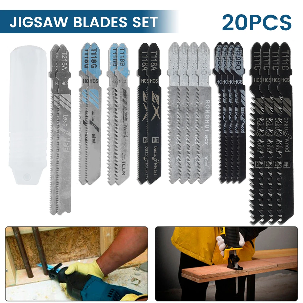 20Pcs Professional aw Blades Set T-Shaft HCS orted Jig Saw Blades For   Plastic  - £170.23 GBP
