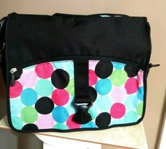 Pottery Barn Messenger Book Bag Pop Dot Blue Pink Black School LapTop Camp NEW - £23.87 GBP