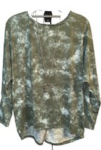 NWT Lularoe Small Green White &amp; Blue Tie Dye Linda Batwing Dolman Tunic - $743.14 MXN