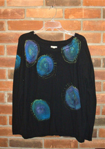 Hand Painted Gently Used Abstract Art Black Sweater Women&#39;s SizeX L - £23.50 GBP