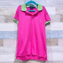 Ralph Lauren Sport Y2K Baby Polo Tee Pink Green Slim Fit Preppy VTG Womens Small - £31.00 GBP