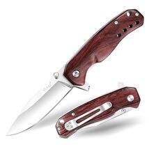 Pocket Knife Folding 2.76" 8Cr13MoV Steel Blade Wood Handle EDC Outdoor - €12,10 EUR