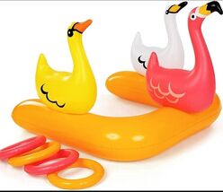 Luxy Float Large Inflatable Flamingo Pool Ring Toss Game Float, Water Po... - $19.96