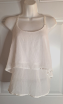 Charlotte Russe White Double Layer Ruffle Blouse with Beaded Straps Size... - $9.49