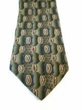 Men&#39;s PURITAN Tie 100% Silk Geometric Olive Green &amp; Brown Tones  - $8.10