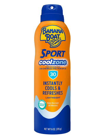 Primary image for Banana Boat Sport Cool Zone Clear Sunscreen Spray SPF 30 Refreshing, Clean Scent