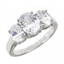 5.80Ct Oval Cut Moissanite Three Stone Engagement Anniversary Ring 925 Silver - £169.09 GBP