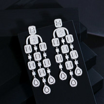 2 Ct Diamond Long Simulated Wedding Bridal Earrings 925 Silver Gold Plated - £94.42 GBP
