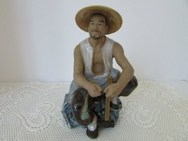 VTG ASIAN FIGURINE #486 7-5/8&quot; TALL MADE IN CHINA PASTEL COLORING GLOSSED - $14.80