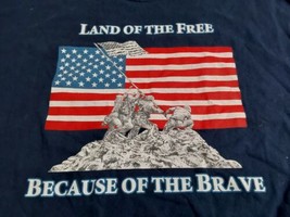 Land of the Free Home of the Brave Iwo Jima Blue 2XL T Shirt American Flag - $23.18