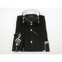 Mens AXXESS Musician Singer Cotton Shirt Turkey Musical Notes 724-22 Black White image 6