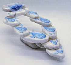An item in the Art category: Stacked Blue Water Design on White Rock Art Sculpture