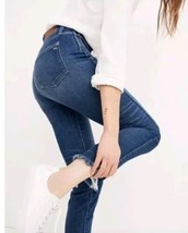 Madewell Women&#39;s Jeans Size 24 Blue Denim Slim Straight Leg Raw Hem Mid Rise - $32.73