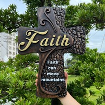 Ornate &quot;Love&quot; &quot;Faith&quot; &quot;Hope&quot; Cross In Solid Wood - £43.90 GBP+