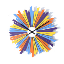 Organic handmade wooden wall clock with multicolor dial - The Comet - $159.00+