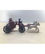 Vintage Cast Iron Horse Drawn Fire Engine Pumper Wagon Truck w/Driver - $33.93 CAD