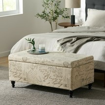 Kingsbury Fabric Storage Ottoman Bench With French Script - £218.47 GBP