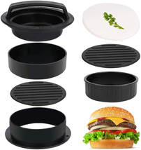 3 in 1 Stuffed Burger Press Patty Maker Rings Molds Kit Non Stick With 100 Pcs - £7.59 GBP