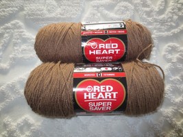 2 - 7 Oz. Skeins Red Heart Super Saver 4 Med. #0360 Cafe Acrylic Yarn - £7.96 GBP