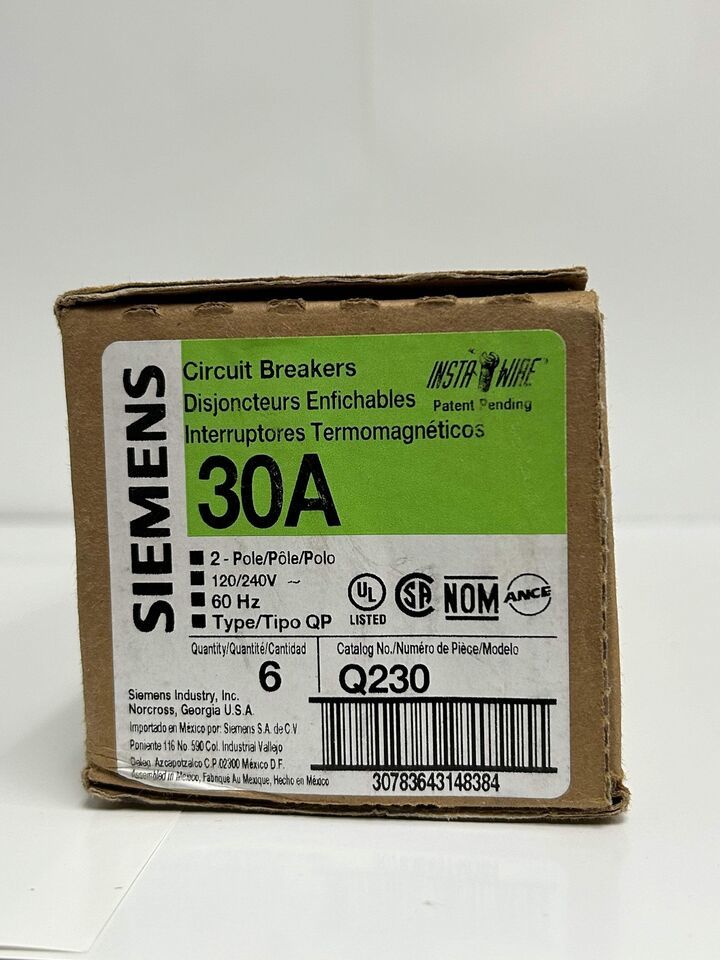 SIEMENS Q230 Circuit Breaker 30Amp 120/240V 60Hz 2 Pole Type QP (6 Pack) - $88.83