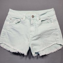 American Eagle Women Short Size 4 Blue Jeans Stretch Grunge Cutoffs Clas... - £9.91 GBP