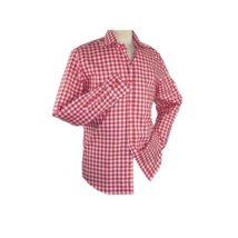 Men Oscar Banks All Cotton Shirt English Spread Collar Plaid Checker 5949 Red image 3