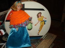 Handmade Crochet For Barbie &quot;Orange Fun&quot; Poncho &amp; Dress w/ Accessories &amp; Shoes - £10.35 GBP
