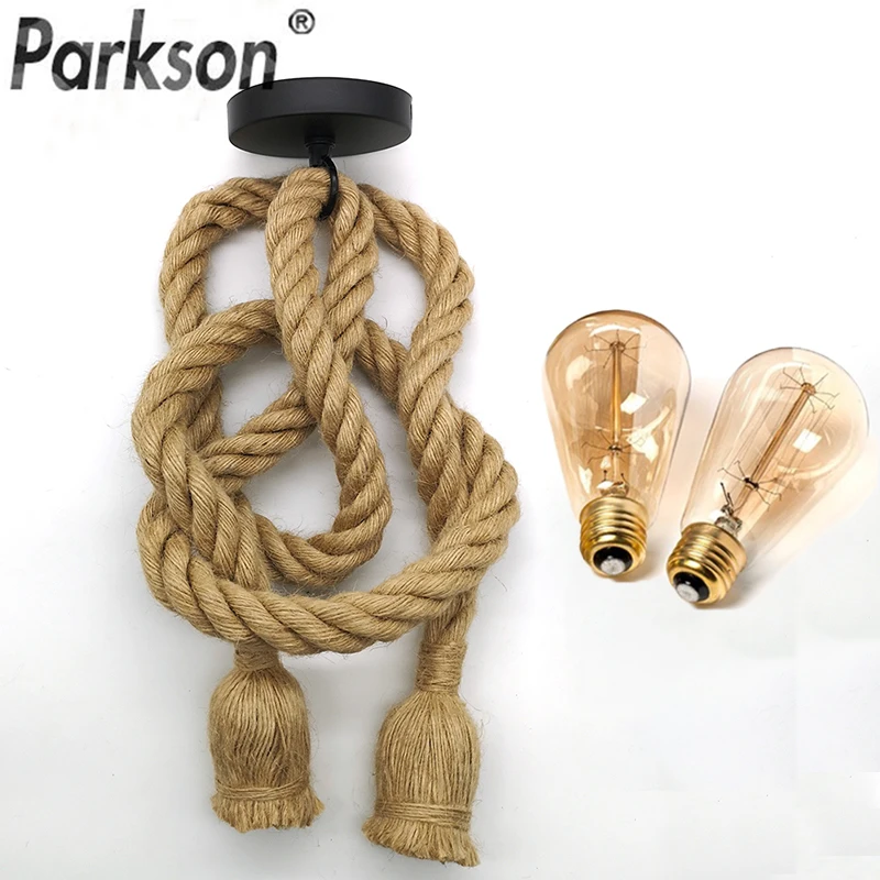 Mp rope pendant light ac90 260v vintage e27 led light bulb pendant lamp industrial lamp thumb200