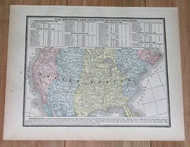 1890 Original Antique Map Of United States Time Zones Divisions Of Standard Time - £13.66 GBP