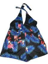 NICE! womens 2x swimsuit bathing suit swim halter shorts one piece blue NWOT - £15.49 GBP