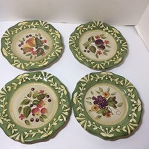 Pamela Gladding La Toscana 4 Salad Plates 8.5&quot; Plums Pears Grapes - £9.89 GBP