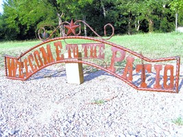 Metal Welcome to the PATIO Sign Wall Entry Gate EXTRA LARGE 56 1/2 inch bz - £141.04 GBP