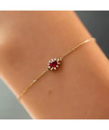 Lab Created Pear Cut 1.5Ct Ruby Diamond Bracelet in 14K White Gold Plated - $3,769.03 MXN