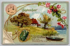 Birthday Sentiment September Sapphire Morning Glory Tuck Series Postcard R26 - £7.82 GBP