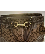 COACH Brown Belted Satchel Hampton Shoulder Signature Handbag Purse Bag - $1,390.57 MXN