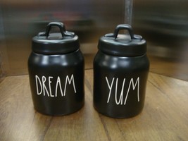 Set 2 Rae Dunn Yum Dream Jar Artisan Collection Cookie Canister Lid Black - $29.65