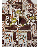 VINTAGE Brown Tropical Design Reverse Print Hawaiian Camp Shirt L Welt P... - £28.85 GBP