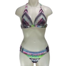 JESSICA SIMPSON Swimwear Bikini  2 Pc Side Ruched Print Women&#39;s Size S NEW - £28.31 GBP