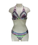 JESSICA SIMPSON Swimwear Bikini  2 Pc Side Ruched Print Women&#39;s Size S NEW - £28.31 GBP