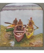 Vtg Stereoview Hunting in the West - The Evening Return &quot;All In&quot; - Boats... - $13.81