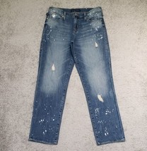 Rock &amp; Republic Indee Women&#39;s Size 12M Straight Mid Rise Distressed Blue... - $19.80