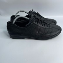Prada Men&#39;s Black Leather Casual Lace Up Sneaker Shoes Size 8.5 Preowned - £154.79 GBP