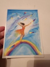 Holiday Greeting Card Vintage Artist Art Reaching The Rainbow Women And ... - £7.06 GBP