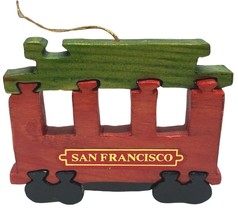 San Francisco Trolley Car Puzzle Christmas Tree Train Wooden Ornament 3&quot; Across - £15.21 GBP