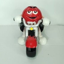 M&amp;M’s Motorcycle Candy Dish Jar Red Black Flames Galerie vintage Moto W/ Lid - £39.68 GBP