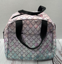 Mermaid Scale Lunch Bag Tote Bag Insulated Zipper Front Pocket - £14.60 GBP