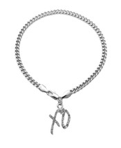 XO Kiss and Hug Motif Silver-tone Crystals Chain Anklet - £15.17 GBP