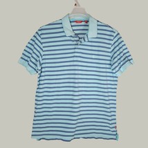 Izod Polo Shirt Mens Large Blue Striped Short Sleeve - $12.98