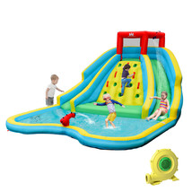 Inflatable Mighty Water Park Bouncy Splash Pool Climbing Wall With 735W ... - £445.47 GBP